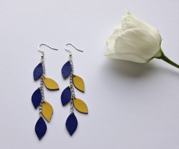 Lapiņu auskari zils-dzeltens