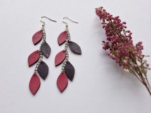 Lapiņu auskari koši rozā-tumši violets