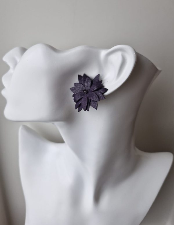 Puķu auskari tumši violets