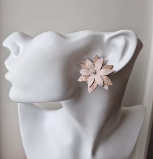 Puķu auskari bēšs-rosegold