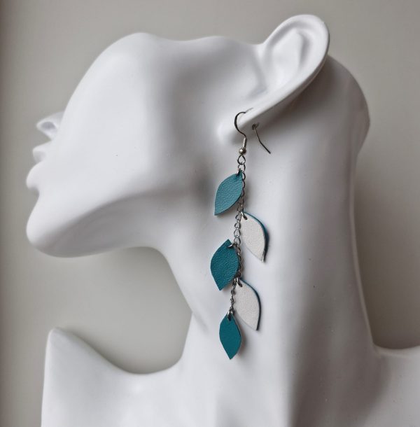 Lapiņu auskari tirkīza-balti